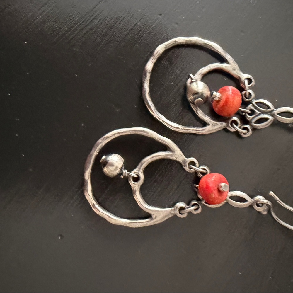 Silpada W1560 Silver Earrings with coral Accents